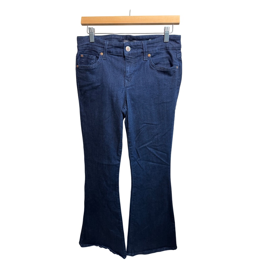 Level 99 Dahlia Flare Jeans Guilt Wash Dark Indigo Mid Rise Size 29 YL2768